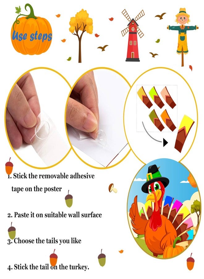 HRENCY Pin The Tail on The Turkey Game Thanksgiving Party Games for Kids Festival Thanksgiving Turkey Party Supplies Activities - Image 4